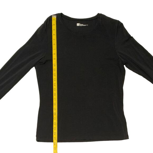 Women's GAP Stretch Size L Plain Black Pullover T-shirt Classic Basic Academia - Picture 4 of 5